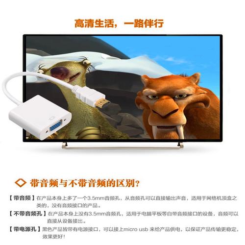 工廠直銷 HDMI轉VGA轉接線 帶音頻附供電，老設備秒變高清大屏